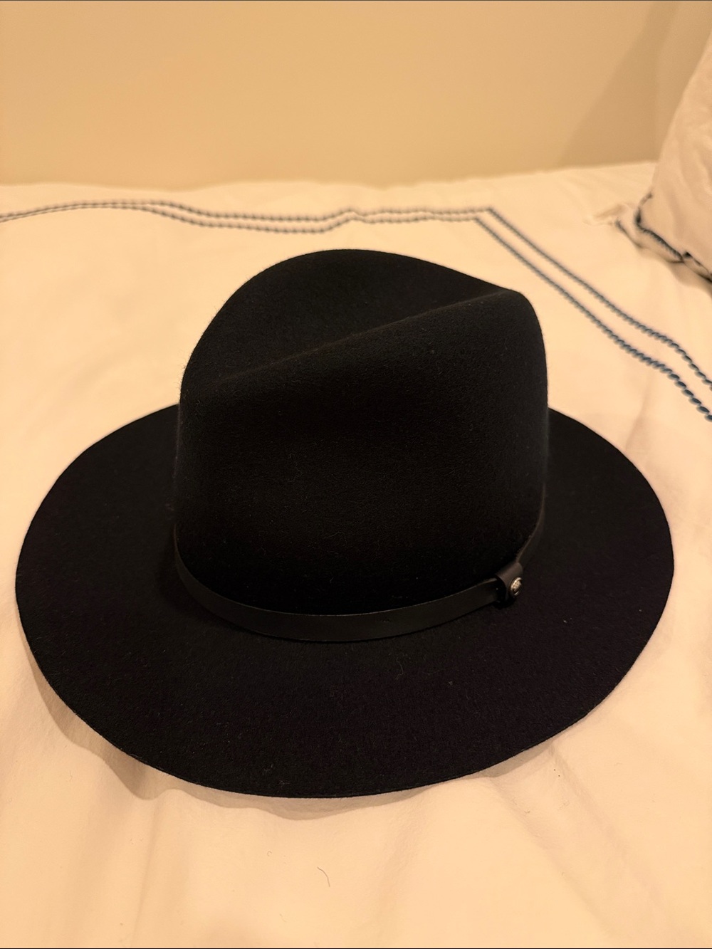 rag & bone Black Wide Brim Wool Fedora